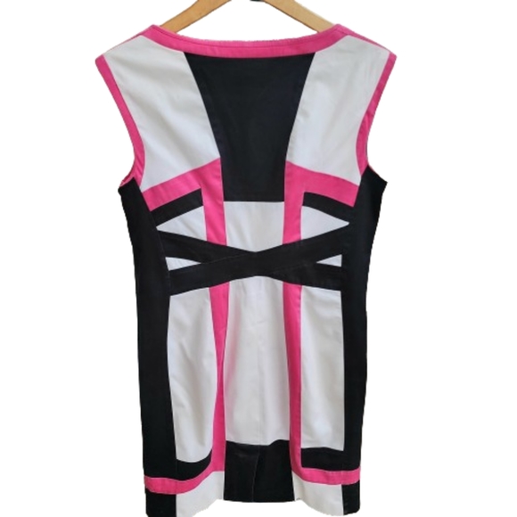 Alfani Pink & Black Color Block Sleeveless Cotton Blend Barbiecore Dress - Picture 3 of 5